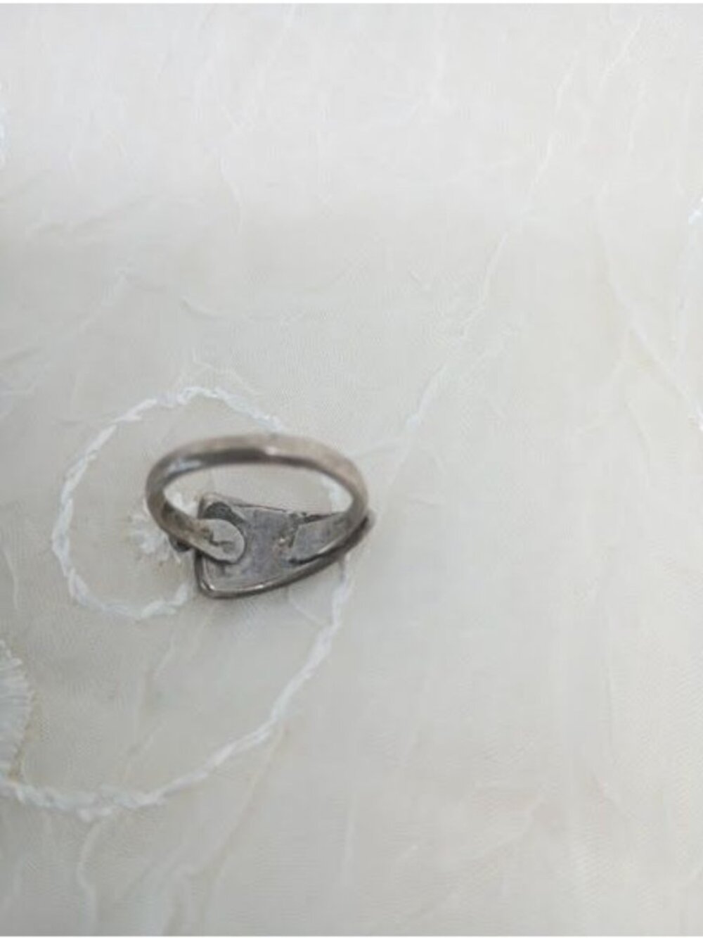 Vintage Sterling Silver Native Navajo Bear Claw Ring Turquoise Stone - Size 6.25 - Picture 6 of 6